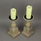 Set of 2 Wooden Pedestal Candle Holders Rustic Centerpiece Home Decor